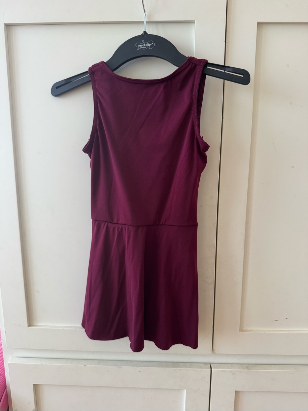 balera Maroon Sleeveless Dance Leotard with Attached Skirt